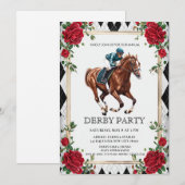 競馬をテーマにした洗練されたダービーパーティーの招待状 Horse Racing I 招待状 (正面/裏面)