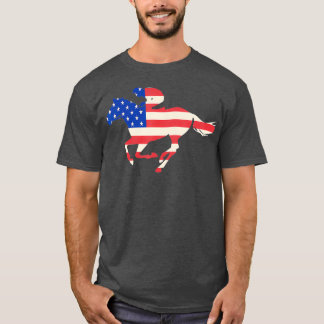競馬アメリカ国旗の騎手 Tシャツ