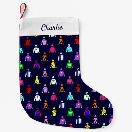 競馬ジョッキーシルクエクエストレイン スモールクリスマスストッキング (正面)