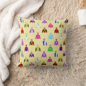 競馬ジョッキーシルクパターンのベージュ クッション (ブランケット)