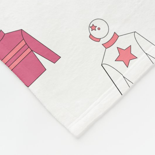 競馬ジョッキーシルクパターンピンクホワイト フリースブランケット (角)