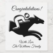 競馬ジョッキーライディングスクールロゴおめでとう ワインラベル (シングルラベル)