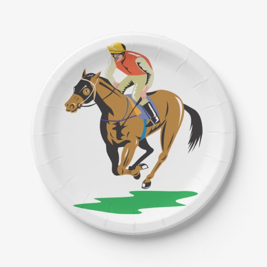 競馬ジョッキー全力疾走 ペーパープレート (正面)