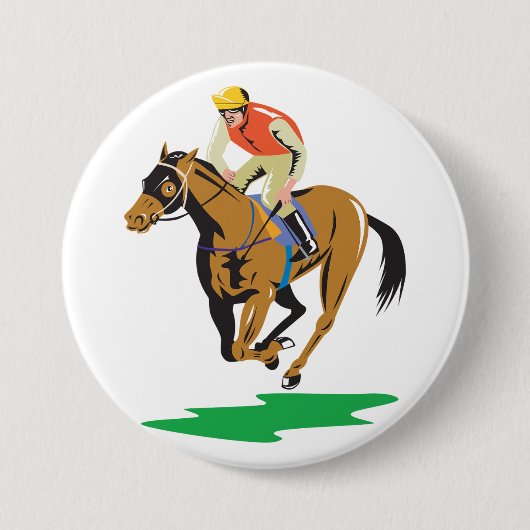 競馬ジョッキー全力疾走 缶バッジ (正面)