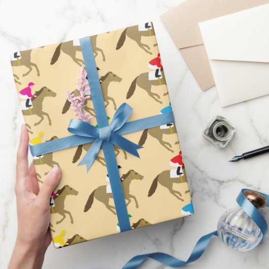 競馬ジョッキー模様 ラッピングペーパー (ギフト)