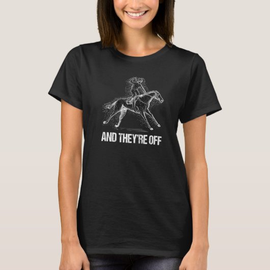 競馬ジョッキー騎手ダービー乗馬トラックレース Tシャツ (正面)