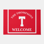 競馬スタイルファミリーネームモノグラムウェルカム ドアマット (正面)