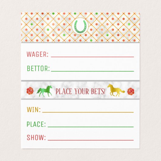 競馬ダービーウェイガーパーティーゲームベッティスリップまたは滑ることング 名刺 (内部フラット)