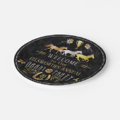 競馬ダービーデイパーティーアールデコブラック金ゴールド ペーパープレート (アングル)