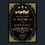 競馬ダービーデイパーティーアールデコブラック金ゴールド ポスター<br><div class="desc">この美しい競馬ダービーデイパーティーポスターデザインは、金ゴールド、銀、ブロンズの色合いで作られ、わずかに大理石の効果を持つ。この華美デザインは、複雑なフィリグリーとバラと幾何学的な要素を組み合わせたエドワーデスと轟音の20年代のテーマを思い起こさせる。デザインは、3つのレース馬、トロフィー、および馬蹄形を含む。すべての文字は、「ダービーパーティー」を除いて変更できカスタマイズる。「/さらにパーソナライズ」して、より詳細な変更を行う。連絡FancyCelebration。</div>