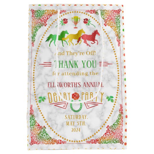 競馬ダービーデイパーティーカラフルありがとう ミディアムペーパーバッグ (裏面)