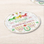 競馬ダービーデイパーティーカラフル大理石 ラウンドペーパーコースター (アングル)