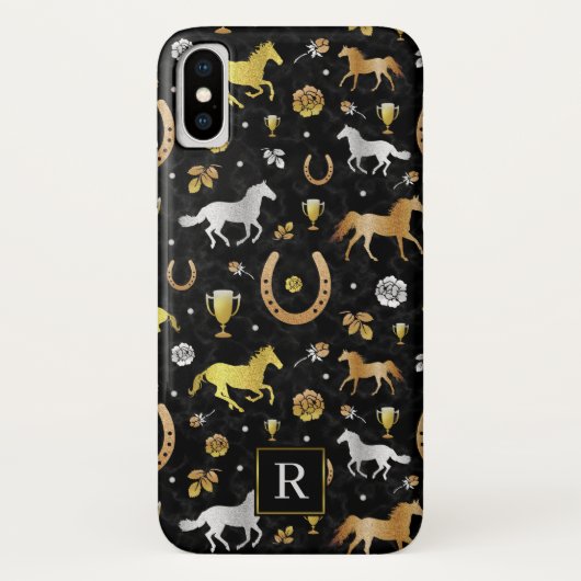 競馬ダービーデイブラック金ゴールドパターンモノグラム Case-Mate iPhoneケース (裏面)