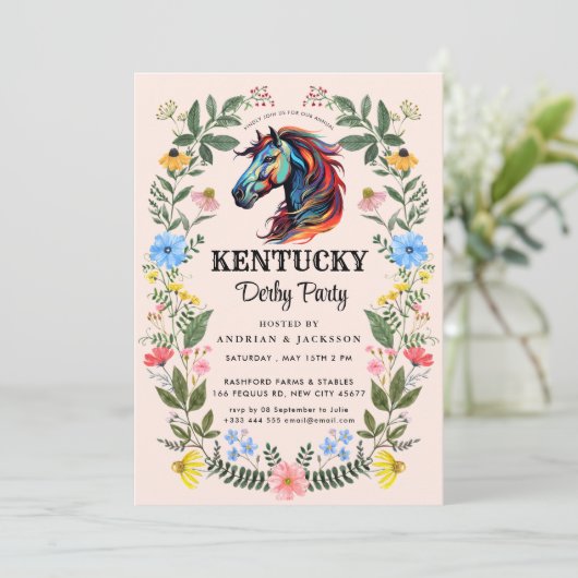 競馬ダービーパーティー招待状 招待状 (スタンド正面)