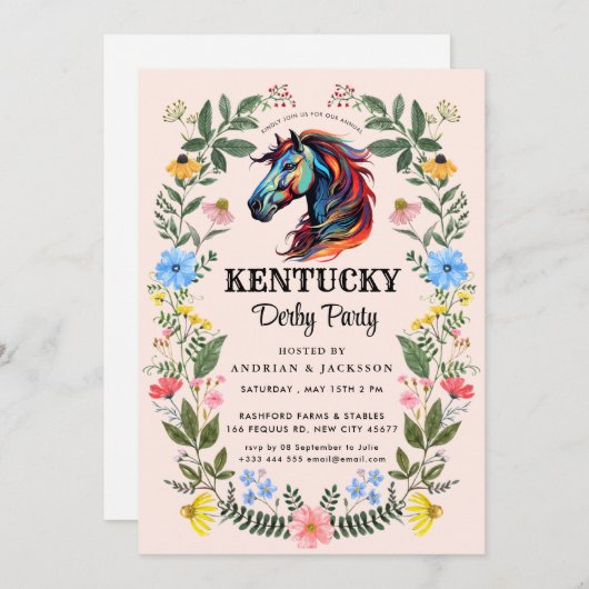 競馬ダービーパーティー招待状 招待状 (正面/裏面)