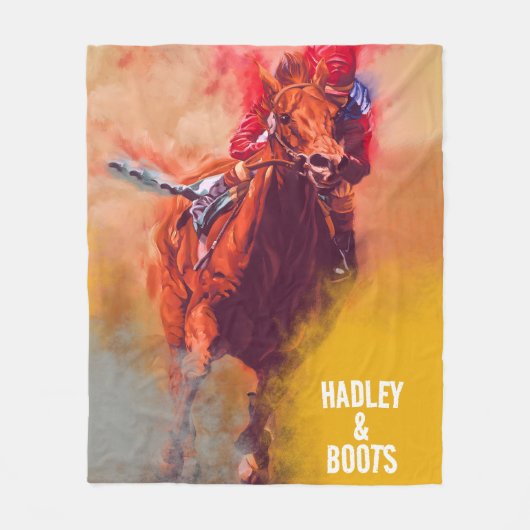 競馬パーソナライズされた名前をカスタムする毛布 フリースブランケット (正面)