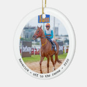 競馬パーソナライズされた競馬撮シンプル影 セラミックオーナメント (左)