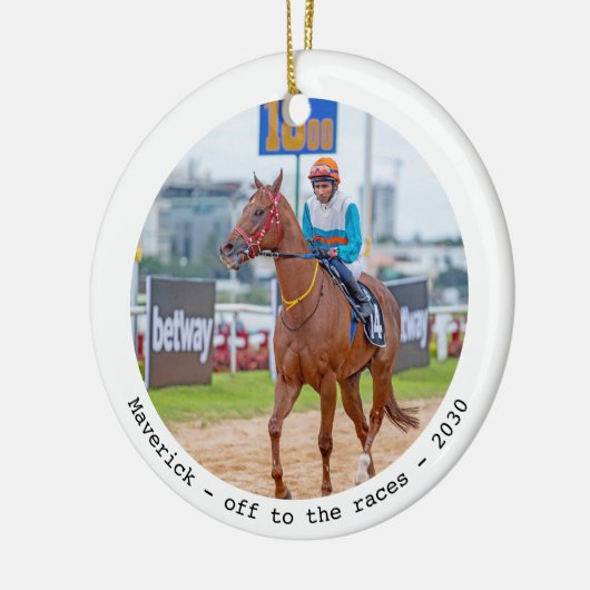 競馬パーソナライズされた競馬撮シンプル影 セラミックオーナメント (左)