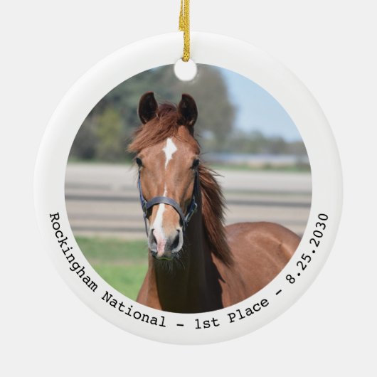 競馬パーソナライズされた競馬撮シンプル影 セラミックオーナメント (裏面)