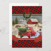 競馬場のクリスマスレッドト絵画ラック 招待状 (正面/裏面)