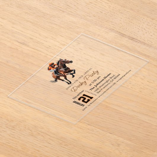 競馬誕生日ダービーパーティの招待状 アクリル招待状 (レイダウン)