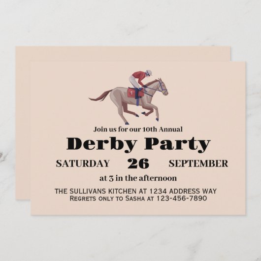 競馬誕生日ダービーパーティー 招待状 (正面/裏面)
