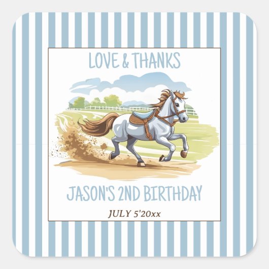 競馬選手の誕生日のお祝い スクエアシール (正面)