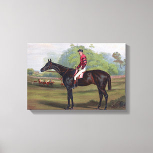 競馬馬のヴィンテージの絵を描くことのジョッキー キャンバスプリント