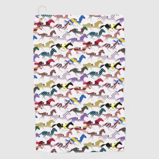 競馬騎手シルクパターンへ ゴルフタオル (正面)