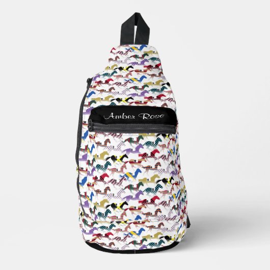 競馬騎手シルクパターンへ スリングバッグ (正面)