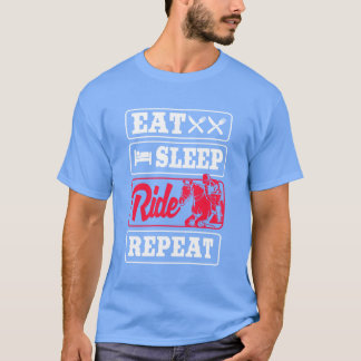競馬騎手 Eat Sleep Ride Horse Repeat fu Tシャツ