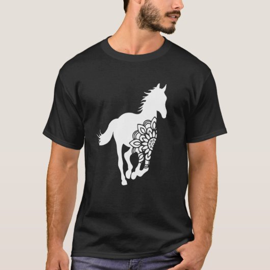 競馬 乗馬 花 バーン 乗馬女子 Tシャツ (正面)