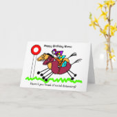 競馬 面白い カートゥーン 誕生日 カード (黄色い花)