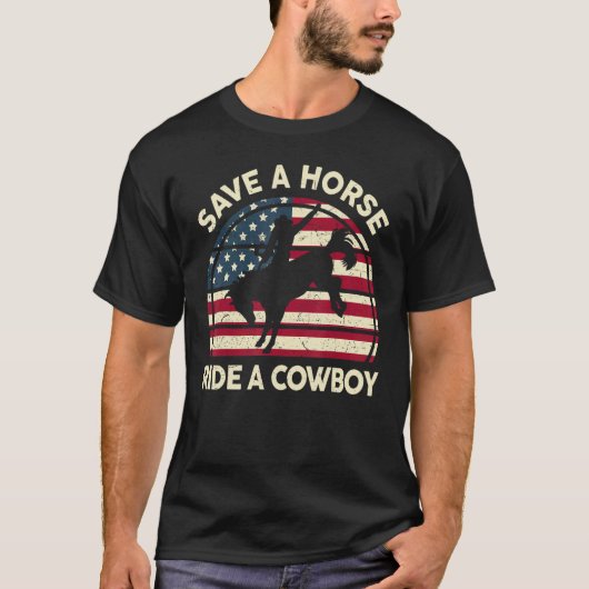 競馬Tシャツ 馬を救え、カウボーイに乗れ Tシャツ (正面)