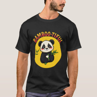 「竹が好き」かわいいパンダ Tシャツ