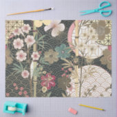 竹さくらんぼ花アールデコ切り離し 薄葉紙 (クラフト)