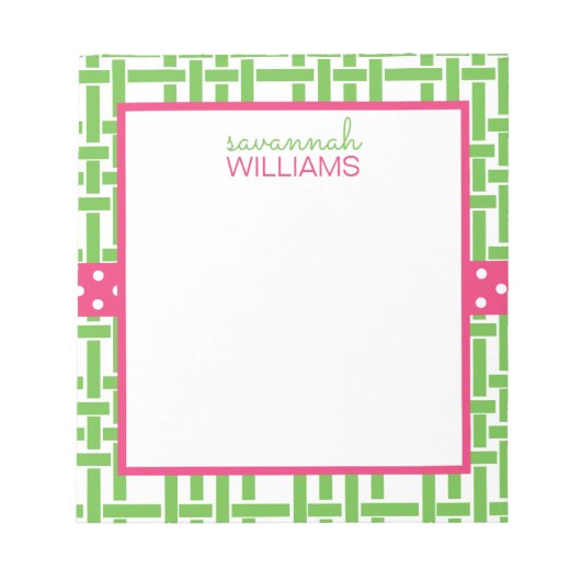 竹とグロスグレインのメモパーソナライズされた帳 ノートパッド (正面)