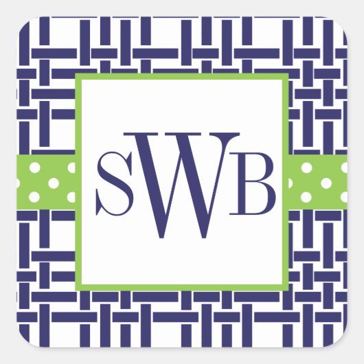 竹とグロスグレインのモノグラムのシール スクエアシール (正面)