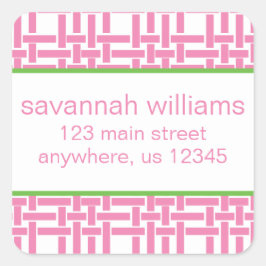 竹とグロスグレインの差出人住所ラベル スクエアシール