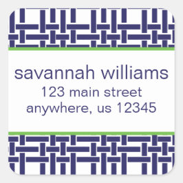 竹とグロスグレインの差出人住所ラベル スクエアシール