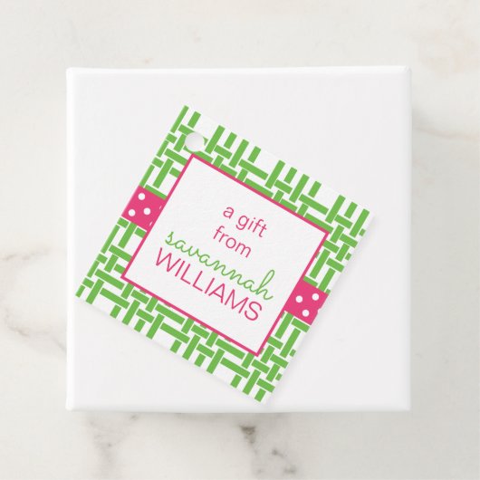 竹とグロスグレインパーソナライズされたギフトまたはメッセージカード フェイバータグ (インサイチュ)