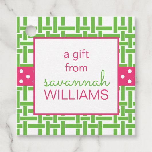 竹とグロスグレインパーソナライズされたギフトまたはメッセージカード フェイバータグ (正面)