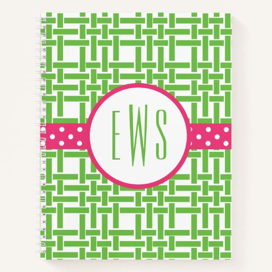 竹とグロスグレインモノグラムのスパイラルノート ノートブック (正面)