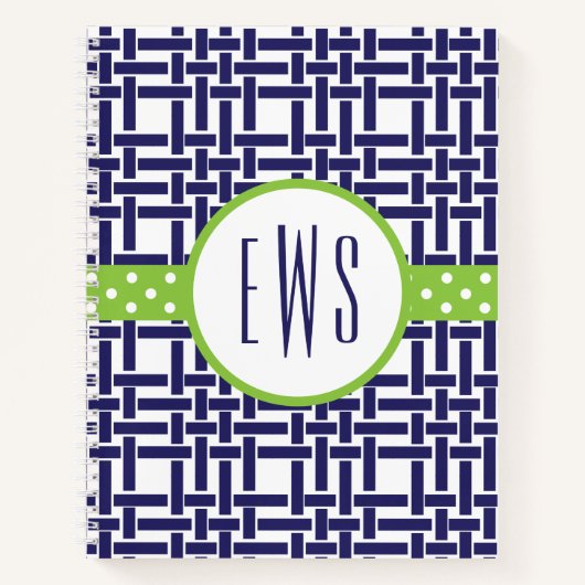 竹とグロスグレインモノグラムのスパイラルノート ノートブック (正面)