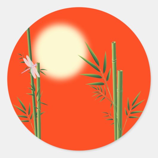 竹とトンボ ラウンドシール (正面)