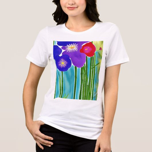 竹とハイビスカス トライブレンドTシャツ (正面)