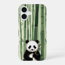 竹とビンテージ風パンダのスマホケース