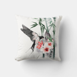 竹と花で飲み込クラシックむ クッション