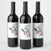 竹と花で飲み込クラシックむ ワインラベル (ボトル)