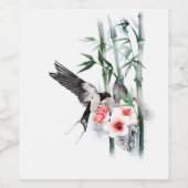 竹と花で飲み込クラシックむ ワインラベル (シングルラベル)